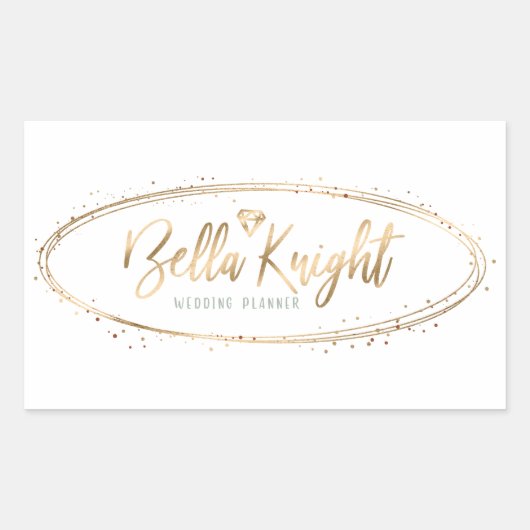 Elegantes Imitat Gold Foil Oval Confetti Firmenlog Rechteckiger Aufkleber (Vorderseite)