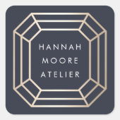 Elegantes Imitat Gold Gemstone Logo Quadratischer Aufkleber (Vorderseite)