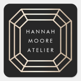 Elegantes Imitat Gold Gemstone Logo Quadratischer Aufkleber