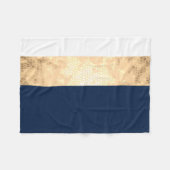 elegantes Imitat Gold, Marineblau, weiße Streifen Fleecedecke (Vorderseite (Horizontal))