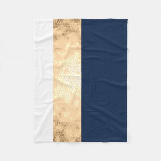 elegantes Imitat Gold, Marineblau, weiße Streifen Fleecedecke (Vorderseite)
