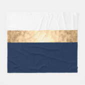 elegantes Imitat Gold, Marineblau, weiße Streifen Fleecedecke (Vorderseite (Horizontal))