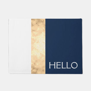 elegantes Imitat Gold, Marineblau, weiße Streifen Fußmatte