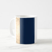 elegantes Imitat Gold, Marineblau, weiße Streifen Kaffeetasse (Vorderseite Links)