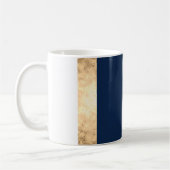 elegantes Imitat Gold, Marineblau, weiße Streifen Kaffeetasse (Links)