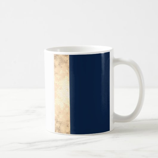 elegantes Imitat Gold, Marineblau, weiße Streifen Kaffeetasse (Rechts)