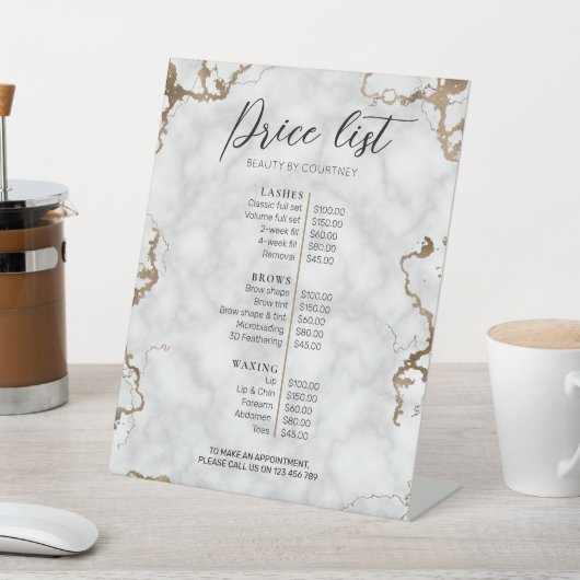 Elegantes Imitat Gold & Marmor Schönheitssalon Pre Sockelschild (In SItu)
