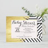 Elegantes Imitat Gold Paint Strokes & Stripes Must Einladung (Stehend Vorderseite)