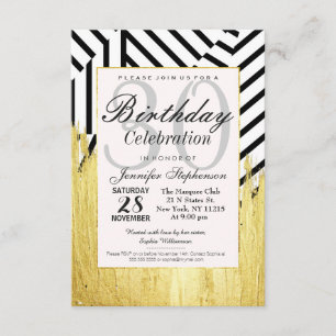 Elegantes Imitat Gold Paint Strokes & Stripes Must Einladung
