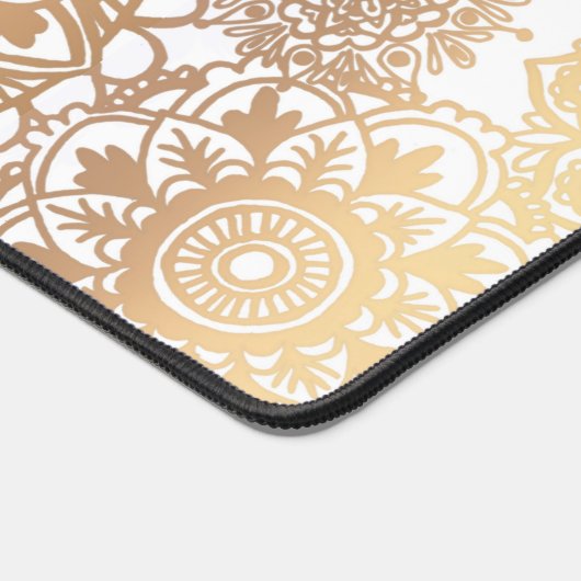 Elegantes Imitat Gold und White Mandala Muster Schreibtischunterlage (Ecke)