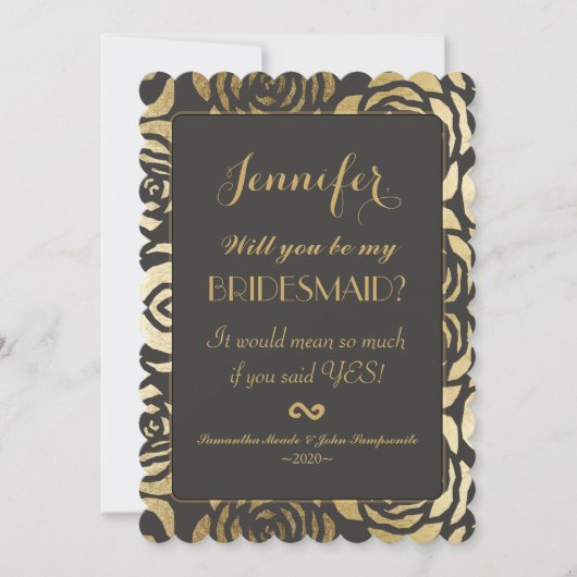 Elegantes Imitat-Goldblumenmuster Einladung (Vorderseite)