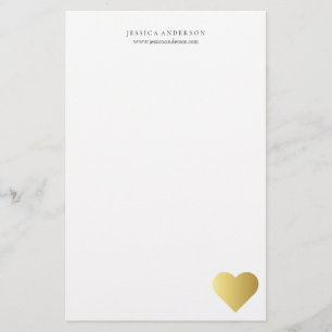 Elegantes Imitat-Goldherz personalisiert Briefpapier