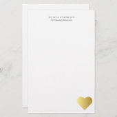 Elegantes Imitat-Goldherz personalisiert Briefpapier (Vorne/Hinten)