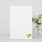 Elegantes Imitat-Goldherz personalisiert Briefpapier (Stehend Vorderseite)