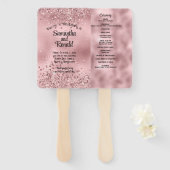 Elegantes Imitat Hochzeitsprogramm für Rosa Glitze Fächer (Vorne und Hinten)