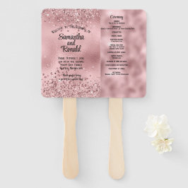 Elegantes Imitat Hochzeitsprogramm für Rosa Glitze Fächer