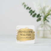 Elegantes Imitat Metallic Gold und Muster Quadratische Visitenkarte (Stehend Vorderseite)