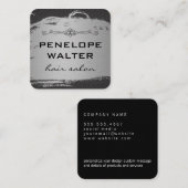 Elegantes Imitat Metallisches Silber und Muster Quadratische Visitenkarte (Vorne/Hinten)