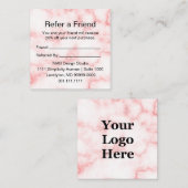 Elegantes Imitat Rosa-Marmor-Logo Empfehlungskarte (Vorne/Hinten)