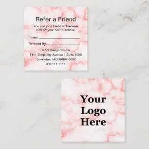 Elegantes Imitat Rosa-Marmor-Logo Empfehlungskarte
