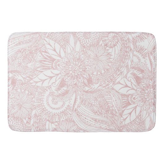 Elegantes Imitat Rose Gold Blumenmandala Design Badematte (Vorderseite)