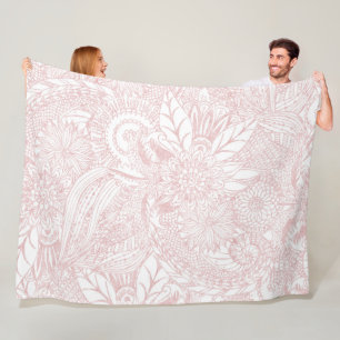 Elegantes Imitat Rose Gold Blumenmandala Design Fleecedecke