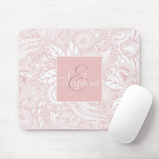 Elegantes Imitat Rose Gold Blumenmandala Design Mousepad (Mit Mouse)