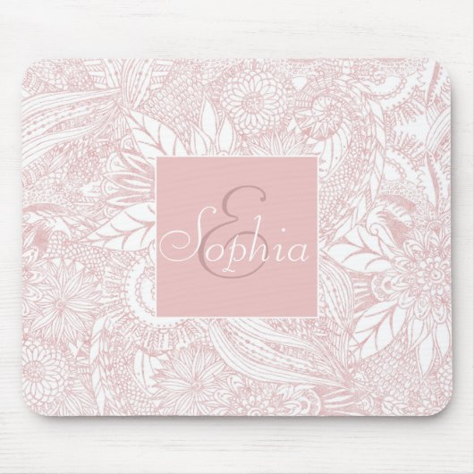Elegantes Imitat Rose Gold Blumenmandala Design Mousepad (Vorne)