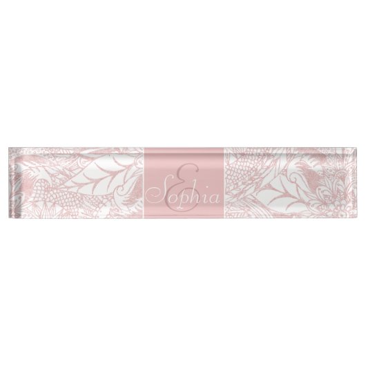 Elegantes Imitat Rose Gold Blumenmandala Design Namensplakette (Vorderseite)