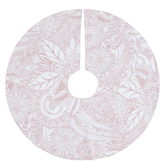 Elegantes Imitat Rose Gold Blumenmandala Design Polyester Weihnachtsbaumdecke (Vorderseite)