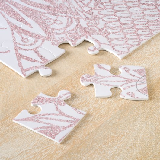 Elegantes Imitat Rose Gold Blumenmandala Design Puzzle (Seite)