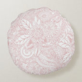 Elegantes Imitat Rose Gold Blumenmandala Design Rundes Kissen (Rückseite)