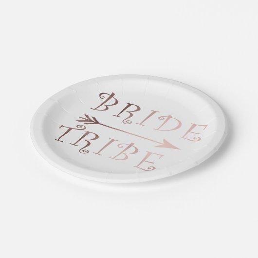 Elegantes Imitat Rose Gold Braut Stammesdesign Pappteller (Schrägansicht)