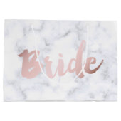 elegantes Imitat Rose Gold "Braut" weißer Marmor Große Geschenktüte (Rückseite)