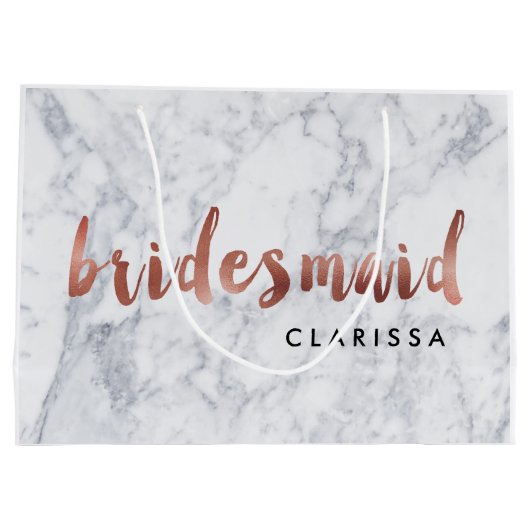 elegantes Imitat-Rosen-Goldweiße Große Geschenktüte (Rückseite)