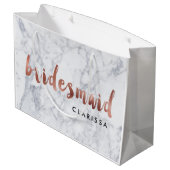 elegantes Imitat-Rosen-Goldweiße Große Geschenktüte (Rückseite Schrägansicht)