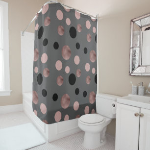 elegantes Imitat-Rosengold erröten rosa schwarze Duschvorhang