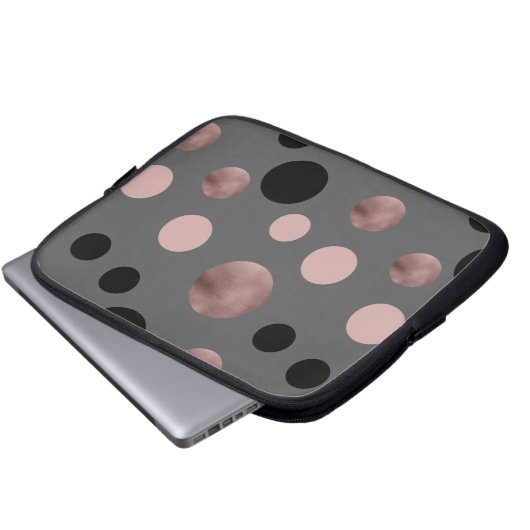 elegantes Imitat-Rosengold erröten rosa schwarze Laptopschutzhülle (Vorne Knopf)