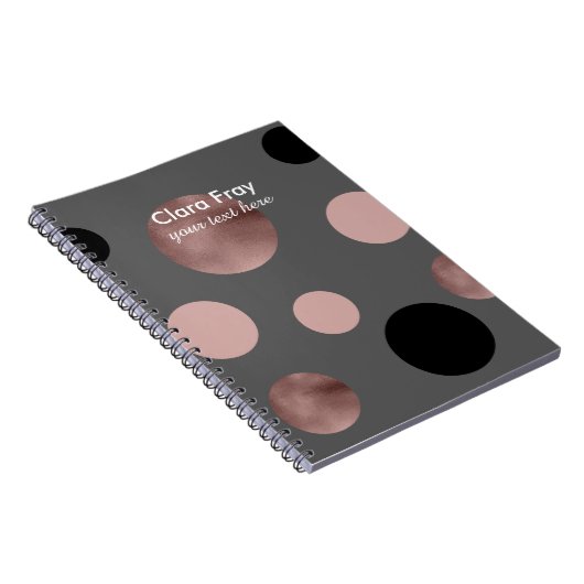 elegantes Imitat-Rosengold erröten rosa schwarze Notizblock (Rechte Seite)