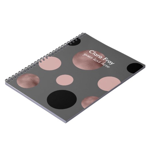 elegantes Imitat-Rosengold erröten rosa schwarze Notizblock (Linke Seite)