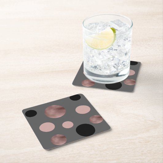 elegantes Imitat-Rosengold erröten rosa schwarze Rechteckiger Pappuntersetzer (Vor Ort)