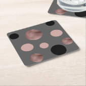 elegantes Imitat-Rosengold erröten rosa schwarze Rechteckiger Pappuntersetzer (angewinkelt)