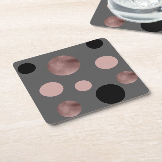 elegantes Imitat-Rosengold erröten rosa schwarze Rechteckiger Pappuntersetzer (angewinkelt)