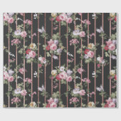 Elegantes Imitat-Rosengold stripes rosa Vintage Geschenkpapier (Flach)