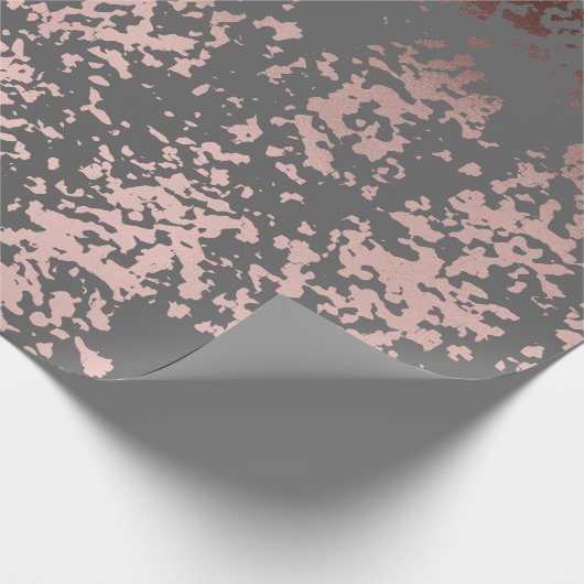 elegantes Imitat-Rosengold und graue Brushstrokes Geschenkpapier (Ecke)