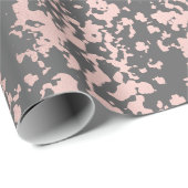 elegantes Imitat-Rosengold und graue Brushstrokes Geschenkpapier (Rolleneckpunkt)