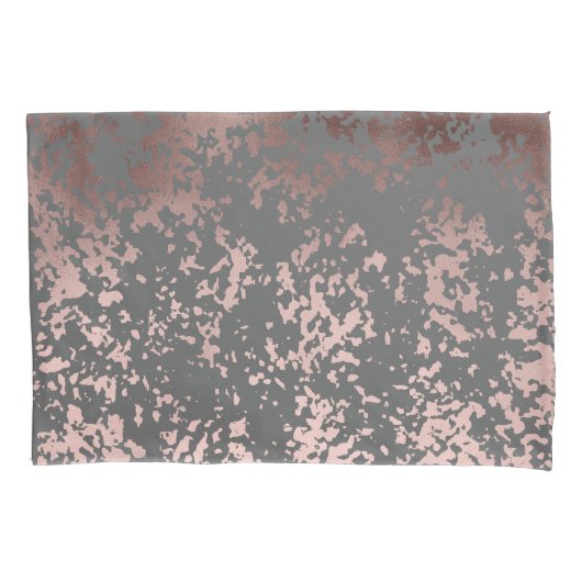 elegantes Imitat-Rosengold und graue Brushstrokes Kissenbezug (Vorderseite)