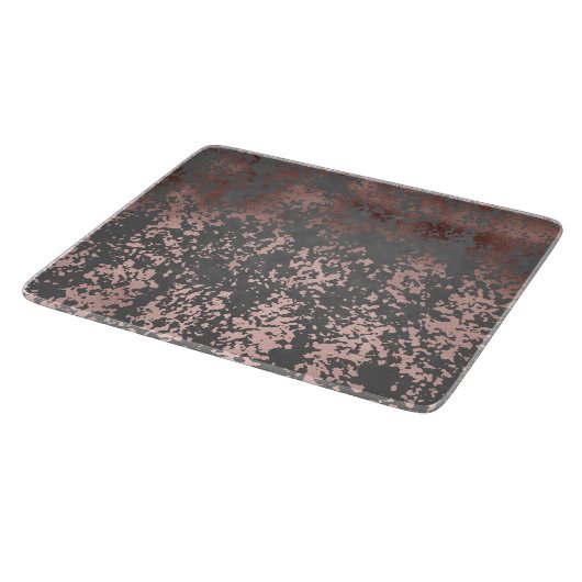 elegantes Imitat-Rosengold und graue Brushstrokes Schneidebrett (Ecke)