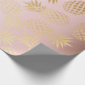 elegantes Imitat-Rosengoldtropisches Ananasmuster Geschenkpapier (Ecke)