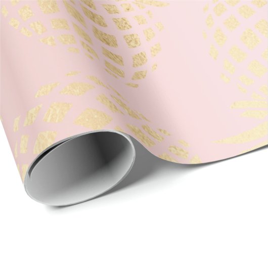 elegantes Imitat-Rosengoldtropisches Ananasmuster Geschenkpapier (Rolleneckpunkt)